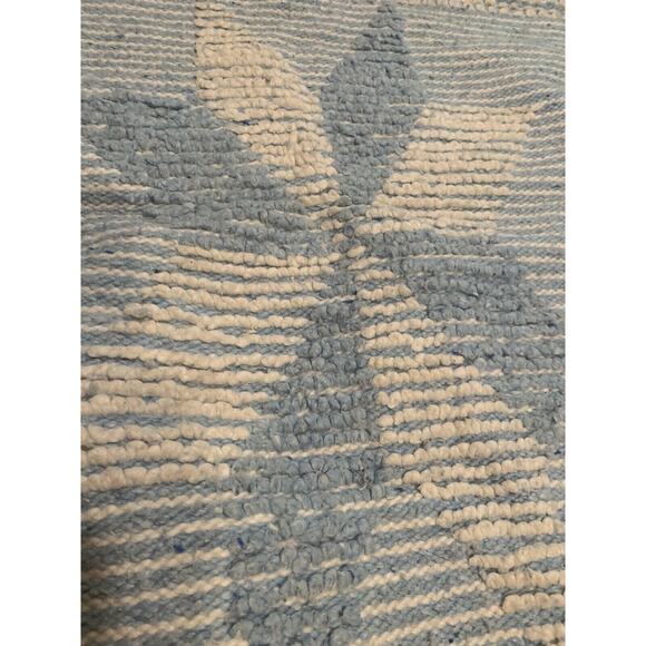 Hand Made Rug Blue White 55"x 34" Star Throw Chenille Woven Southwest Style Rect - Picture 4 of 8